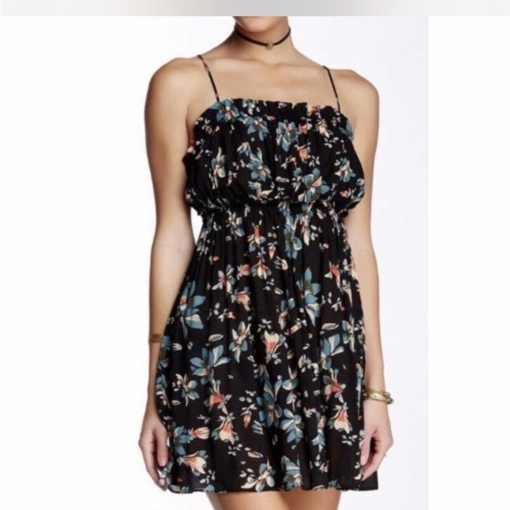 Free People Black Floral Mini Dress